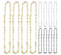 LQTSLFM 12 collane di perle Happy New Year, decorazione di Capodanno 2026, oro, collana di perle da donna, Capodanno, per feste di Capodanno, accessori per feste di Capodanno, L, Plastica, Nessuna