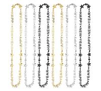 LQTSLFM 6 collane di perle Happy New Year, decorazione di Capodanno 2025, oro, collana di perle da donna, Capodanno, per feste di Capodanno, accessori per feste di Capodanno, L, Plastica, Nessuna