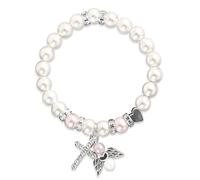 LQTSLFM Braccialetto Comunione con Croce di Perle Bracciale Bianco Semplice Religioso con Croce per Prima Comunione, Cresima, Preghiera o l’Uso Quotidiano (A)