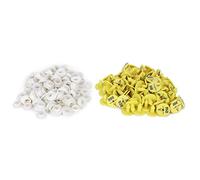 Lquminesque 100 Pezzi di Marchi Auricolari per Conigli con Numero, Etichette di identificazione per Animali, marcatori Auricolari in plastica Giallo Brillante per Conigli, Cani e Volpi,