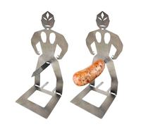 LQUYTA2 Pezzi Supporto per Salsicce alla Griglia a Forma di Persona Supporto per Grigliata in Acciaio Inossidabile Accessorio per Griglia Oggetto Divertente Regalo per Uomini e Coppie (Rosso)