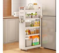 LQVAIPT Carrello da Cucina su Ruote, Organizer Multiuso con rotelle, ripiano Mobile, Struttura in Metallo, Perfetto for Il Bagno(4-Tier,40 * 18 * 86cm)