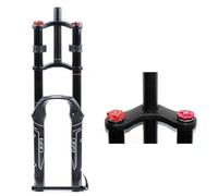 LQVAIPT Forcella anteriore in alluminio per mountain bike, forcella a doppia corona, sistema di pressione a molla in discesa, perno passante a sgancio rapido (colore: OIL OPEN, dimensioni: 69,8 cm