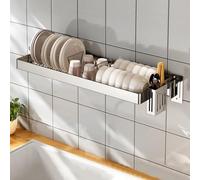 LQVAIPT Scolapiatti in Acciaio Inossidabile a Parete for sopra Il lavello, ripiano di drenaggio Regolabile, Costruzione Durevole(75 cm/29.5 Inches)