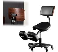 LQVAIPT Sedia a Sella ad Altezza Regolabile con Schienale Poggiapiedi Sgabello for Postura for Massaggi/Spa/Clinica Dentistica, Sedile in Ginocchio Rotolante