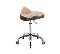 LQVAIPT Sedia a sella con sgabello idraulico regolabile, sedia da ufficio con ruote for salone, supporto comfort professionale for stilista Lash Tech(Light Brown)