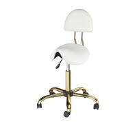 LQVAIPT Sgabello a sella con ruote Sgabello girevole regolabile in altezza con schienale for salone di massaggio, cucina domestica, clinica, capacità di peso 400 libbre,(White)