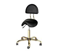 LQVAIPT Sgabello a sella con ruote Sgabello girevole regolabile in altezza con schienale for salone di massaggio, cucina domestica, clinica, capacità di peso 400 libbre,(Black)