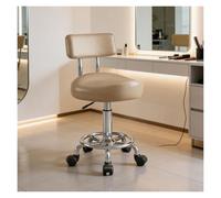 LQVAIPT Sgabello a Sella con Schienale e Pedale ad Anello, Sedia a Rotelle Idraulica Regolabile con Ruote for Salon, Spa, Uso Medico, Massaggi e Drafting(Khaki,Backrest)