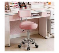 LQVAIPT Sgabello a Sella con Schienale e Pedale ad Anello, Sedia a Rotelle Idraulica Regolabile con Ruote for Salon, Spa, Uso Medico, Massaggi e Drafting(Pink,Backrest)