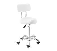 LQVAIPT Sgabello a sella con supporto for la schiena e poggiapiedi for clinica odontoiatrica e uso in ufficio, sedia da salone regolabile in altezza for comfort e salute(White)