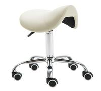 LQVAIPT Sgabello a Sella Idraulico su Ruote, Poltrona di Bellezza Girevole con Rotelle for Salone, for Parrucchiere, Manicure, Tatuaggi e Terapia(Off-white)