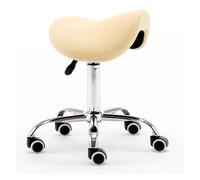 LQVAIPT Sgabello a Sella Idraulico su Ruote, Poltrona di Bellezza Girevole con Rotelle for Salone, Sedile for Massaggio Spa for Parrucchiere, Manicure, Terapia del Tatuaggio(Cream Color)