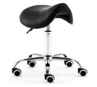 LQVAIPT Sgabello a Sella Idraulico su Ruote, Poltrona di Bellezza Girevole con Rotelle for Salone, Sedile for Massaggio Spa for Parrucchiere, Manicure, Terapia del Tatuaggio(Black)