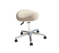 LQVAIPT Sgabello a sella, sgabello girevole for ufficio con morbido cuscino e ruote, ideale for salone, spa, casa e ufficio Design for il comfort(White)