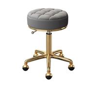 LQVAIPT Sgabello da bellezza girevole regolabile con sedile in pelle PU Poltrona da massaggio for salone spa con rotelle in acciaio su ruote for ufficio domestico(Grey)