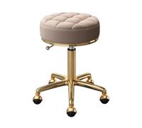 LQVAIPT Sgabello da bellezza girevole regolabile con sedile in pelle PU Poltrona da massaggio for salone spa con rotelle in acciaio su ruote for ufficio domestico(Brown)