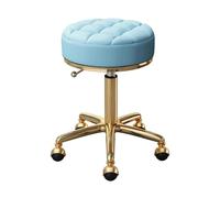 LQVAIPT Sgabello da bellezza girevole regolabile con sedile in pelle PU Poltrona da massaggio for salone spa con rotelle in acciaio su ruote for ufficio domestico(Blue)