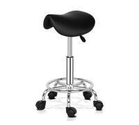 LQVAIPT Sgabello da salone con sella regolabile, ruote girevoli, for parrucchiere, manicure, tatuaggio, SPA, terapia di bellezza, bar studio(Black)