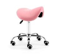LQVAIPT Sgabello dentale con regolazione idraulica dell'altezza, comodo design a sella su ruote for cliniche, spa, studi di massaggio(Pink)