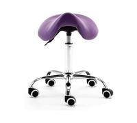 LQVAIPT Sgabello dentale con regolazione idraulica dell'altezza, design a sella su ruote for cliniche, spa, studi di massaggio da 19" a 23" di altezza(Purple)