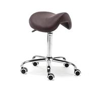 LQVAIPT Sgabello for poltrona da dentista, sgabello con rotelle a sella idraulica con ruote for cliniche, spa e saloni, altezza regolabile 19-23 pollici(Brown)