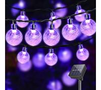 LQWELL® Catena di luci solari per esterni, giardino, luce a energia solare, sfere di cristallo, 30 LED, 8 m, IP44, 8 modalità, per esterni, giardino, terrazza (8M 30LED Viola)