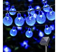 LQWELL® Catena di luci solari per esterni, giardino, luce a energia solare, sfere di cristallo, 60 LED, 13 m, IP44, 8 modalità, per esterni, giardino, terrazza (13M 60LED Blu)