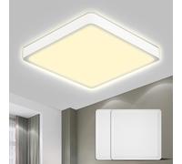 LQWELL® Plafoniera Lampada da soffitto a LED, IP44 Lampada da bagno impermeabile Quadrata piatta 18W 3000K 1600LM Sottile per soggiorno Bagno Camera da letto Cucina Seminterrato Ufficio, 220 * 24mm