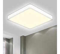 LQWELL® Plafoniera Lampada da soffitto a LED, IP44 Lampada da bagno impermeabile Quadrata piatta 18W 4000K 1600LM Sottile per soggiorno Bagno Camera da letto Cucina Seminterrato Ufficio, 220 * 24mm