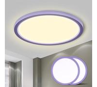 LQWELL® Plafoniera Lampada da soffitto a LED, Lampada da bagno impermeabile IP44 Rotonda Piatta 18W 3000K 1600LM Sottile per Soggiorno Bagno Camera da letto Cucina Seminterrato Ufficio, 220 * 24mm