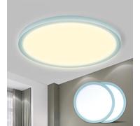 LQWELL® Plafoniera Lampada da soffitto a LED, Lampada da bagno impermeabile IP44 Rotonda Piatta 18W 3000K 1600LM Sottile per Soggiorno Bagno Camera da letto Cucina Seminterrato Ufficio, 220 * 24mm