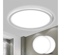 LQWELL® Plafoniera Lampada da soffitto a LED, Lampada da bagno impermeabile IP44 Rotonda Piatta 18W 6000K 1600LM Sottile per Soggiorno Bagno Camera da letto Cucina Seminterrato Ufficio, 220 * 24mm