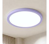 LQWELL Plafoniera LED Ultra Sottile Viola 22cm 18W 6000K Confezione da 2 | Design moderno e minimalista, grado di protezione IP44 ed elevata efficienza energetica. Ideale per bagno, soggiorno, ecc.