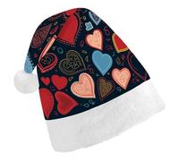 LQWOK Cappelli di Natale, Arious Heart Forme Stampato Cappelli di Natale, Cappelli di Natale invernali, Uomini E Donne Cappelli di Babbo Natale