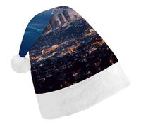 LQWOK Cappelli di Natale, cappelli di Natale stampati con skyline di Los Angeles, cappelli di Natale invernali, cappelli di Babbo Natale da uomo e donna