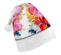 LQWOK Cappelli di Natale, cappelli di Natale stampati con stampa floreale hawaiana, cappelli di Natale invernali, cappelli di Babbo Natale da uomo e da donna