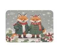 LQWOK Diatom Mud Mat, Cute Fox Coppia Stampato Camera Da Letto Mat,Palestra Contour Mat,Bagno Contorno Mat