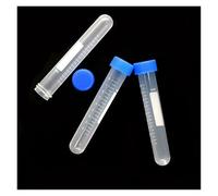 LQXHZ 10 ml, 10 pezzi, contenitore a fondo tondo con coperchio a spirale blu, scala di plastica trasparente, provetta for analisi di laboratorio, scuola e scienze