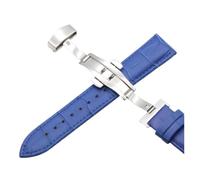 LQXHZ Cinturini For Orologi In Vera Pelle 18mm20mm22mm24mm Con Fibbia A Farfalla E Bracciale In Acciaio(Blue,14mm)