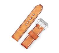 LQXHZ Cinturino da uomo in vera pelle retrò, 18 mm, 20 mm, 22 mm, 24 mm, compatibile con cinturini di ricambio Panerai, da uomo, colore: blu e giallo, 24mm