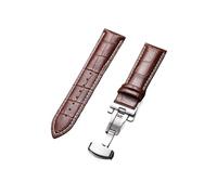 LQXHZ Cinturino di ricambio for orologio in morbida pelle, cinturini da polso universali con chiusura a farfalla da 12/13/14/15/16/17/18/19/20/21/22/23/24 mm(Brown-White,14mm,Rose Gold Buckle)