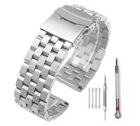 LQXHZ Cinturino For Cinturino In Acciaio Inossidabile Massiccio Di Alta Qualità Con Cinturini For Cinturino Da Polso 18 Mm 20 Mm 22 Mm 24 Mm 26 Mm(Silver,18mm)
