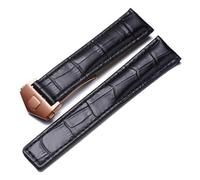 LQXHZ Cinturino For Orologio Da Uomo In Vera Pelle Di Coccodrillo Marrone Nero Rosso Compatibile Con Calera Da 19 Mm, 20 Mm, 22 Mm, Accessori(Black rosegold,20mm)