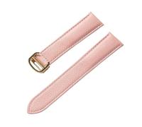 LQXHZ Cinturino For Orologio In Pelle Con Litchi Cintura Da Uomo Morbida Donna # 39; Sostituzione Del Compatibile Gli Accessori Cartier Tank London Blue Watch(Pink gold buckle,22mm)