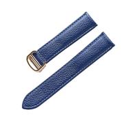 LQXHZ Cinturino For Orologio In Pelle Con Litchi Cintura Da Uomo Morbida Donna # 39; Sostituzione Del Compatibile Gli Accessori Cartier Tank London Blue Watch(Blue gold buckle,20mm)