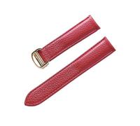 LQXHZ Cinturino For Orologio In Pelle Con Litchi Cintura Da Uomo Morbida Donna # 39; Sostituzione Del Compatibile Gli Accessori Cartier Tank London Blue Watch(Red gold buckle,21mm)