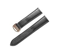LQXHZ Cinturino For Orologio In Pelle Con Litchi Cintura Da Uomo Morbida Donna # 39; Sostituzione Del Compatibile Gli Accessori Cartier Tank London Blue Watch(Black gold buckle,22mm)