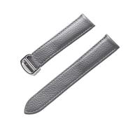 LQXHZ Cinturino For Orologio In Pelle Con Litchi Cintura Da Uomo Morbida Donna # 39; Sostituzione Del Compatibile Gli Accessori Cartier Tank London Blue Watch(Grey silver buckle,15mm)