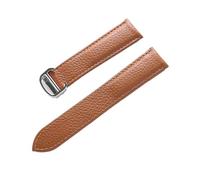 LQXHZ Cinturino For Orologio In Pelle Con Litchi Cintura Da Uomo Morbida Donna # 39; Sostituzione Del Compatibile Gli Accessori Cartier Tank London Blue Watch(Brown Silver Buckle,20mm)